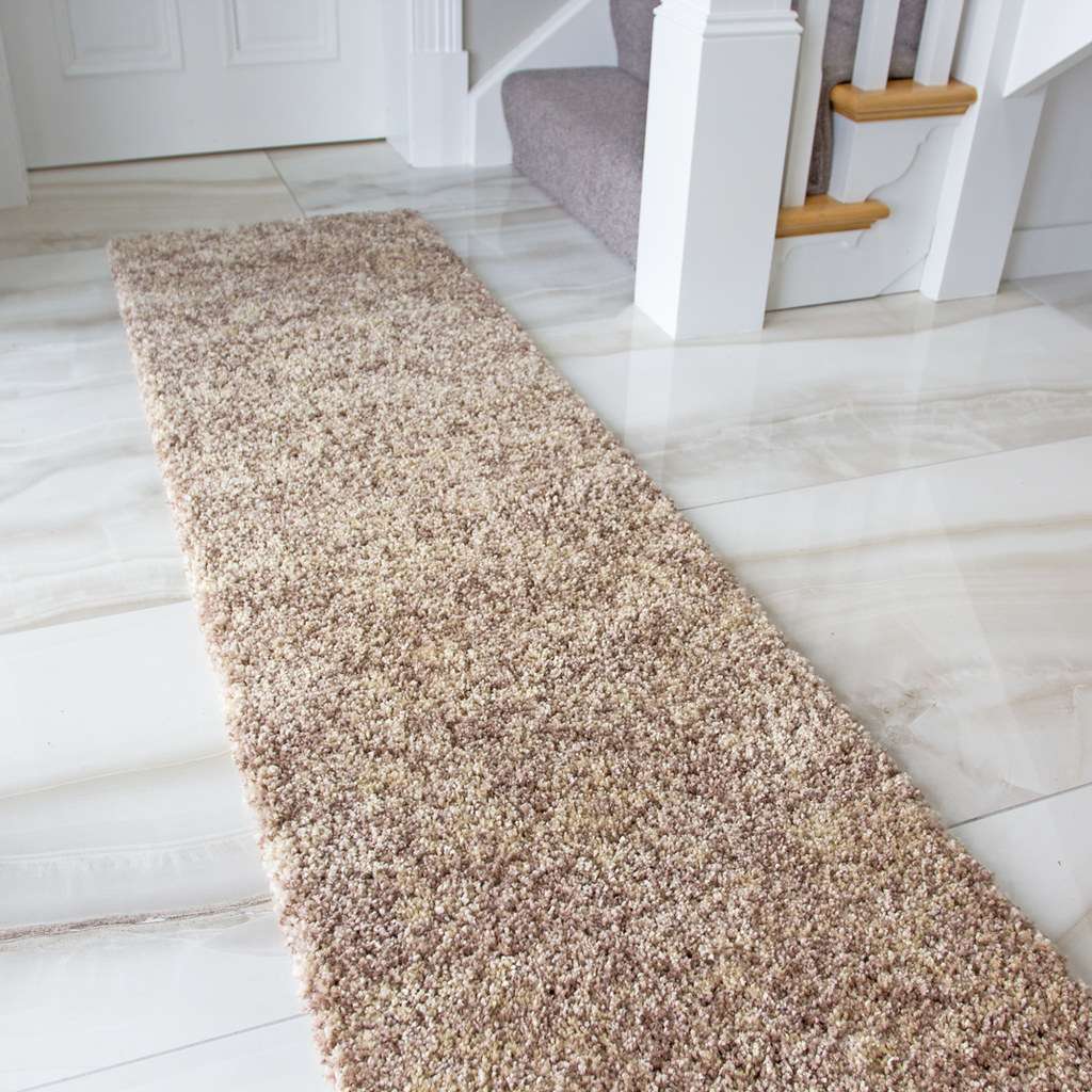 Luxurious Taupe Shaggy Living Room Rug