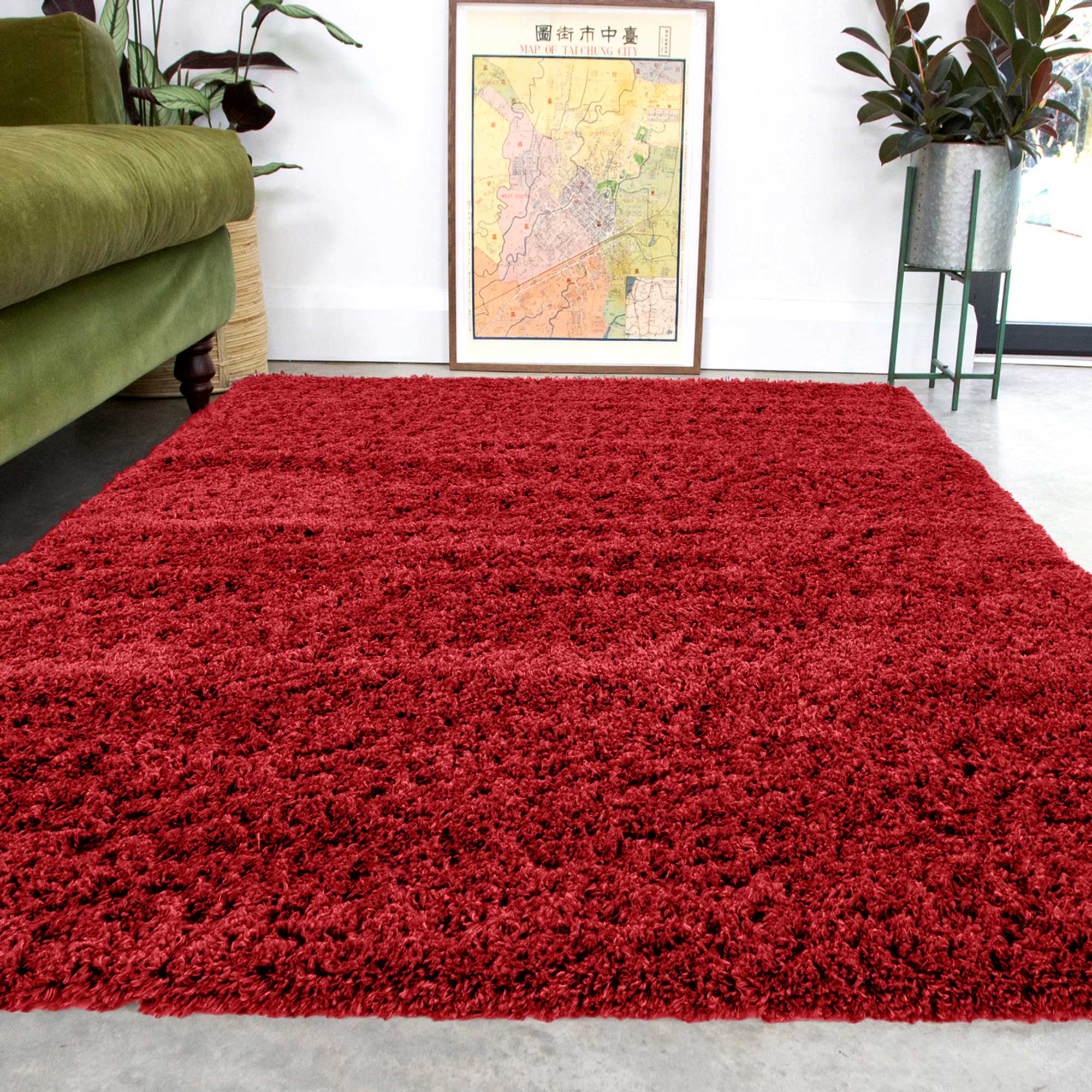 Super Soft Luxury Wine Shaggy Rug Aspen Living Room Rugs Kukoon