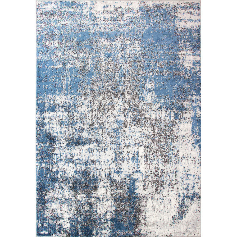 Modern Blue Abstract Distressed Living Room Rug Living Room Rugs