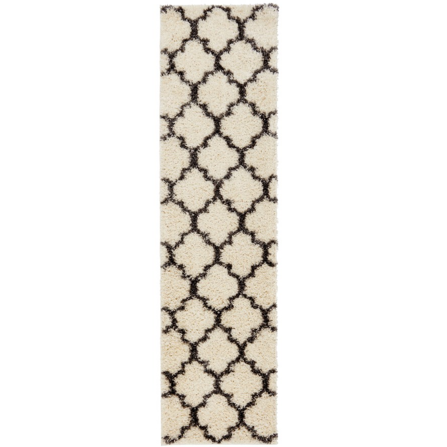 Cream Moroccan Trellis Shaggy Runner Rug Runner Rugs Kukoon Rugs Online