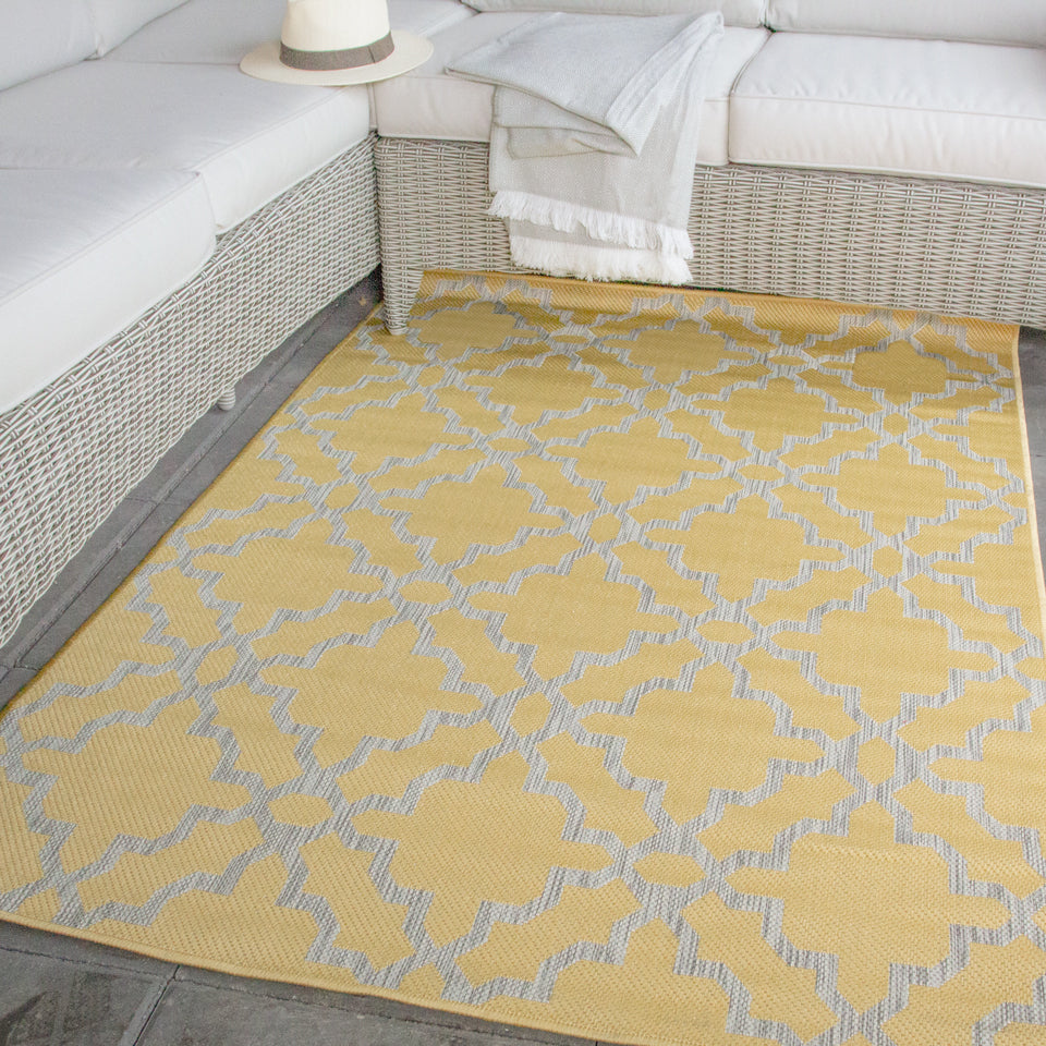 Yellow Flatweave Outdoor Rug Living Room Rugs Kukoon Rugs Online