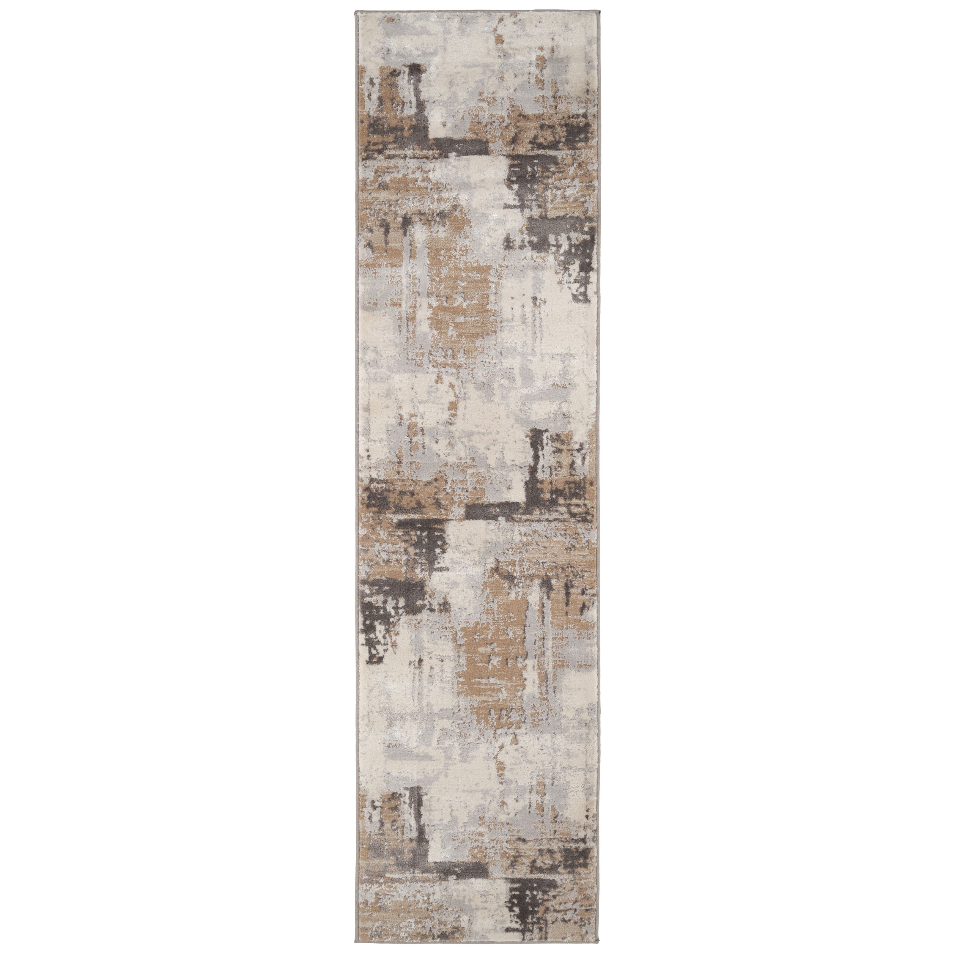 Distressed Abstract Beige Runner Rug Runner Rugs Kukoon Rugs Online