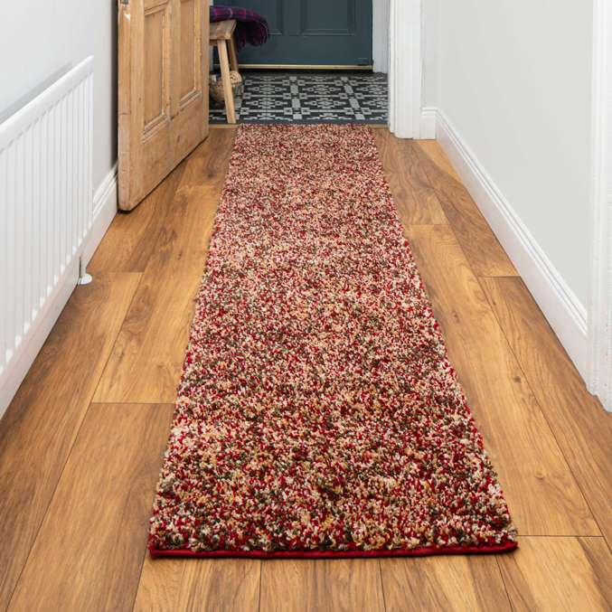 Burnt Orange Mottled Shaggy Hall Runner Rug Murano Runner Rugs