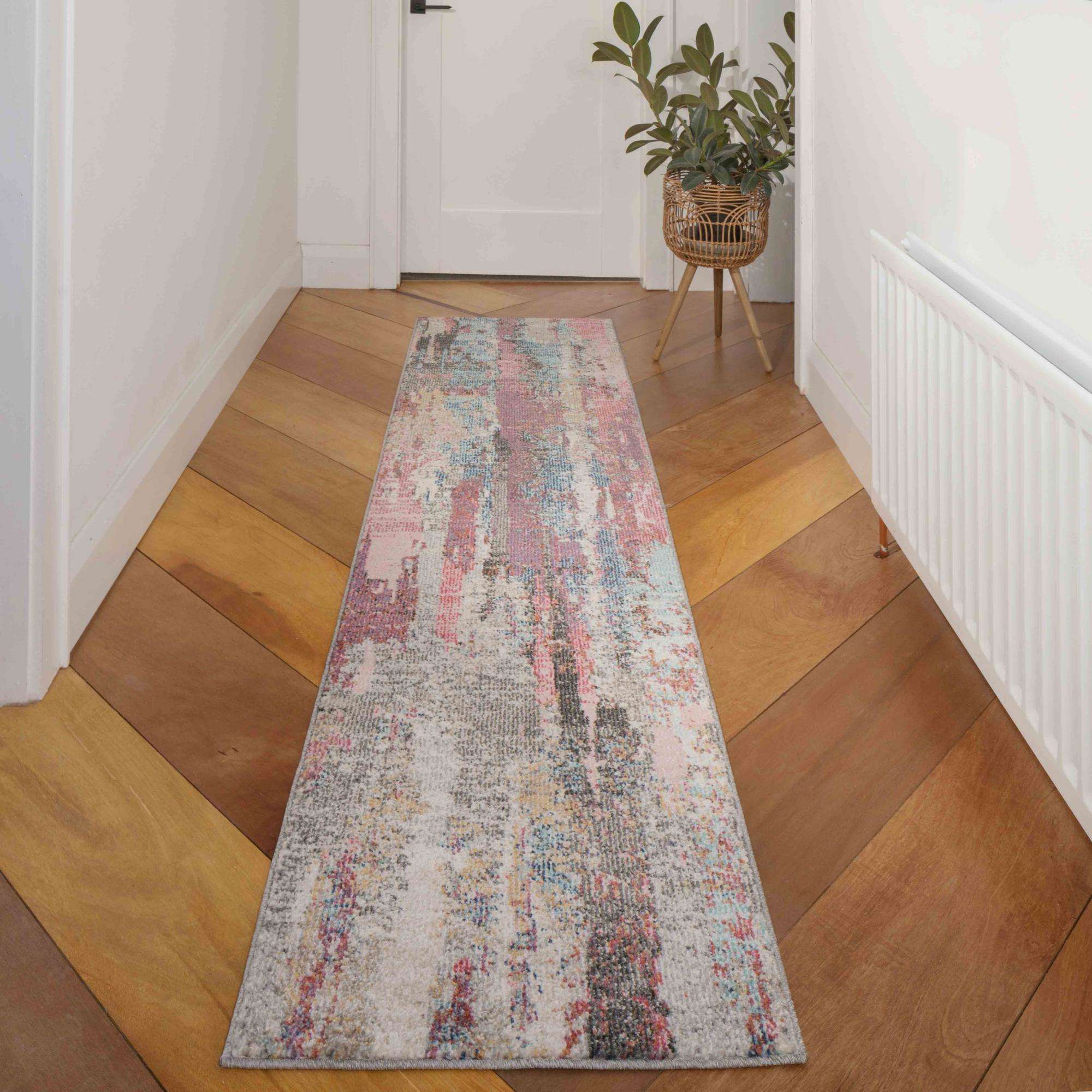 Soft Abstract Distressed Pink Hall Runner Rug Runner Rugs Kukoon