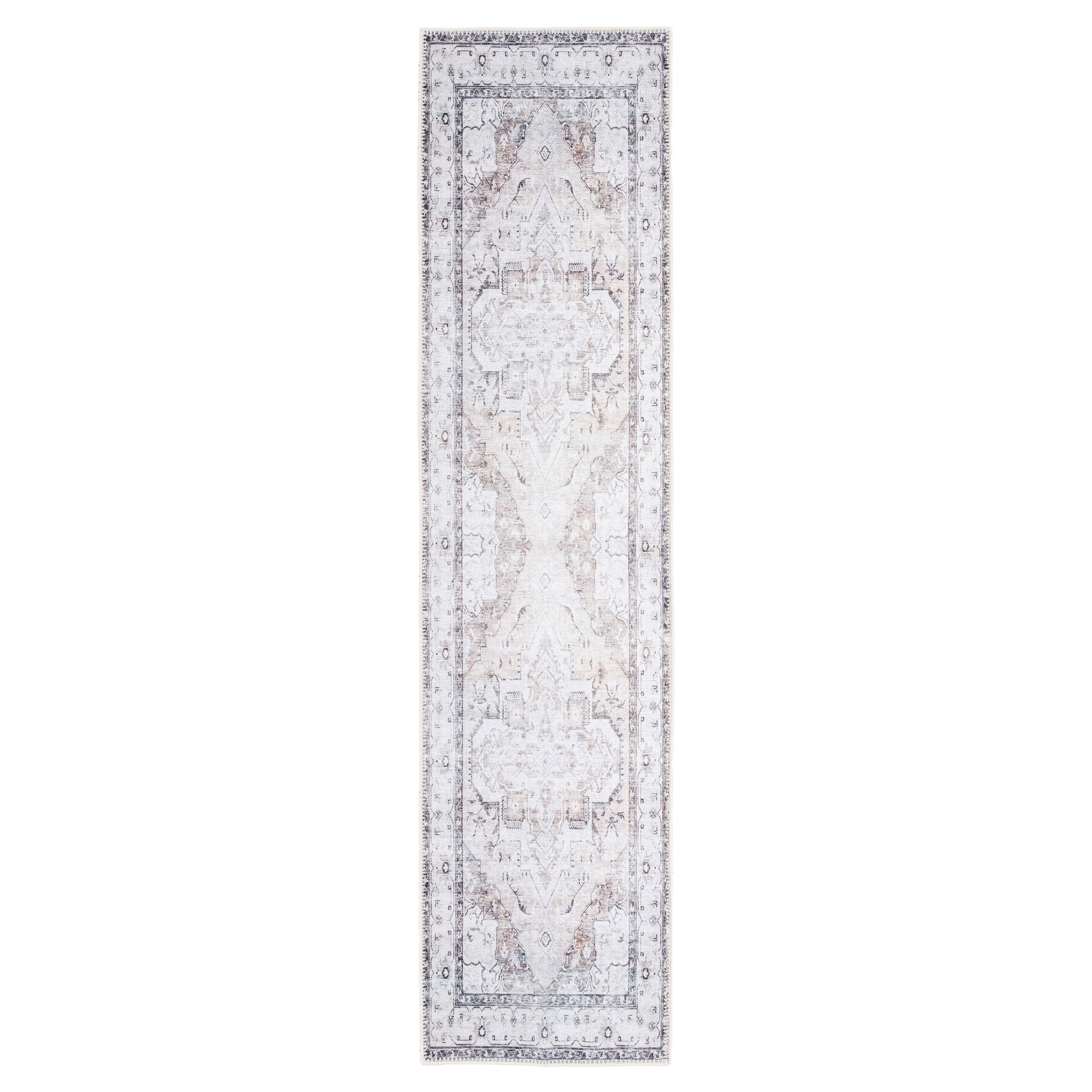 Washable Vintage Ivory Runner Rug Margot Runner Rugs Kukoon Rugs