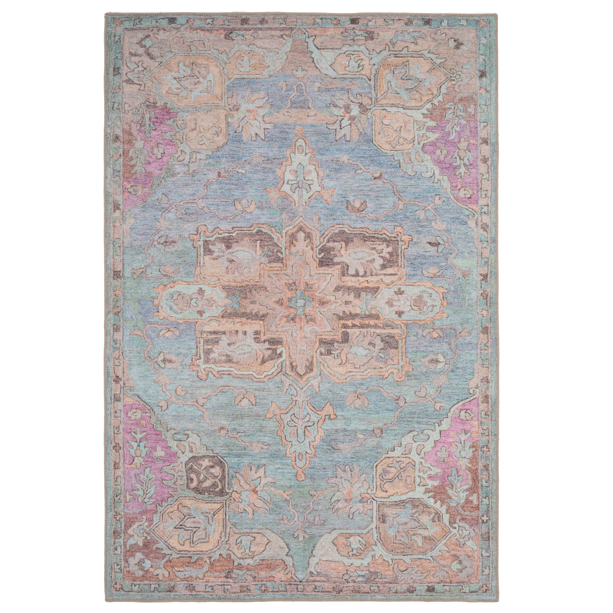 Washable Colourful Medallion Area Rug Moyola Living Room Rugs