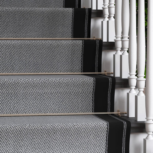 Black Border Stair Carpet Runner - Cut to Measure