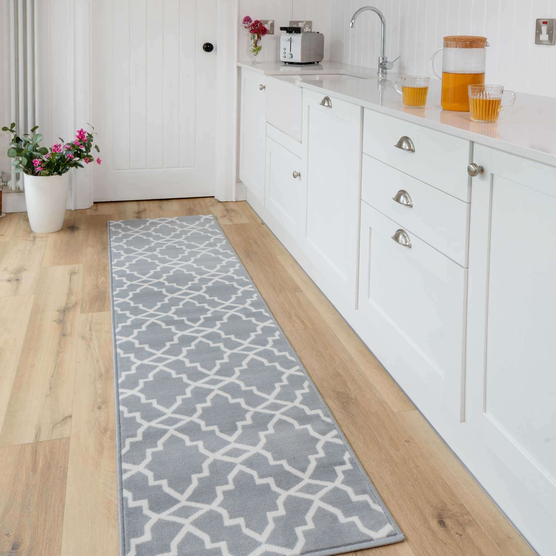 Grey Trellis Hallway Runner Rug Runner Rugs Kukoon Rugs Online