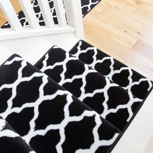 Black Trellis Stair Carpet Runner - Cut to Measure