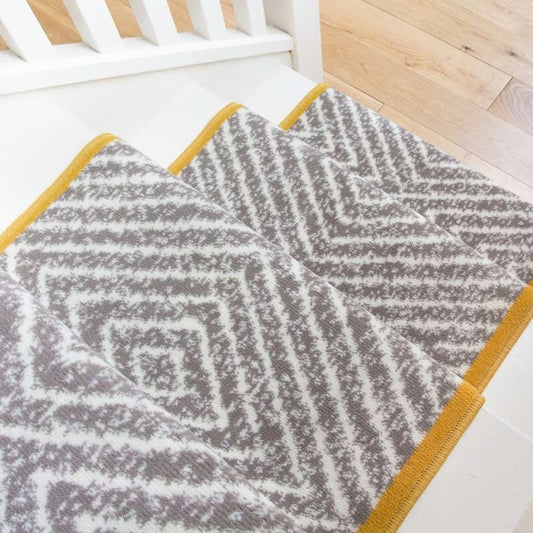 Beige Diamond Print Stair Carpet Runner - Cut to Measure