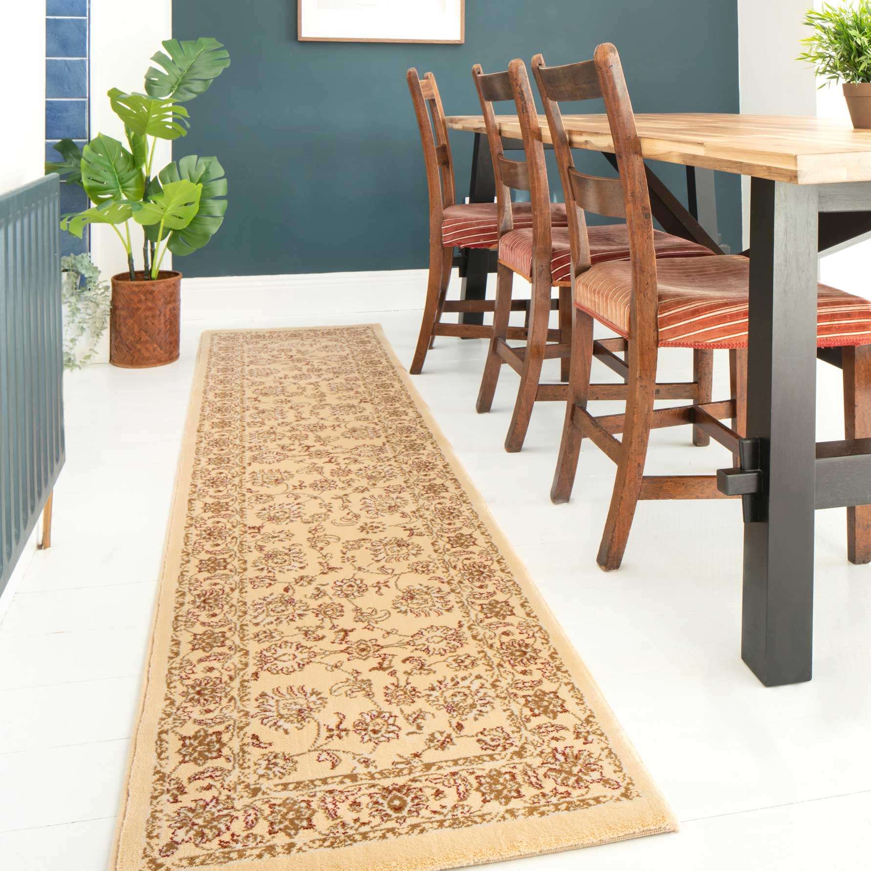 Traditional Cream Motif Runner Rug Runner Rugs Kukoon Rugs Online