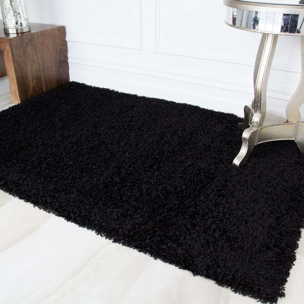 Super Soft Black Shaggy Rug Living Room Rugs Kukoon Rugs Online