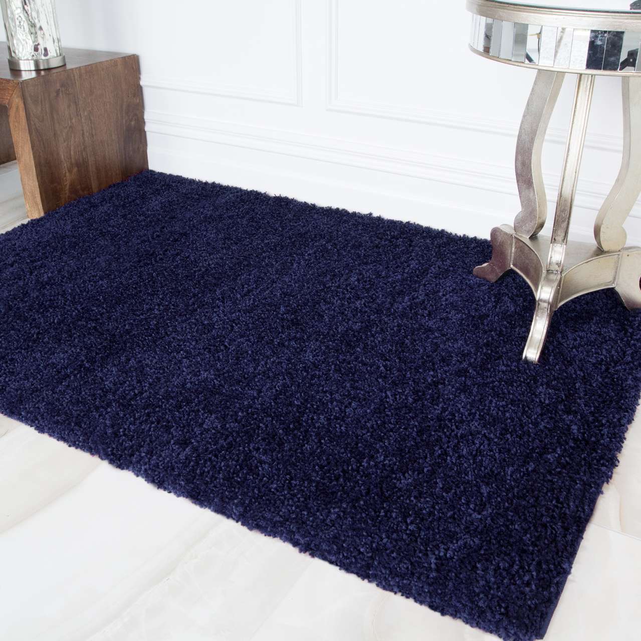 Navy Blue Shaggy Area Rug Living Room Rugs Kukoon Rugs Online