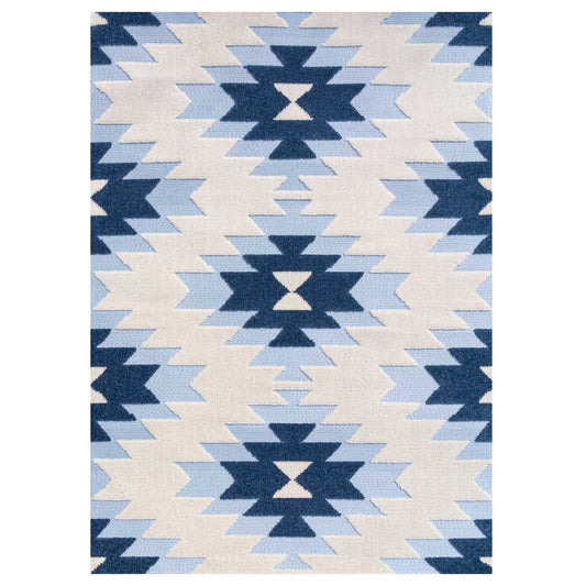 Light Blue Aztec Outdoor Area Rug