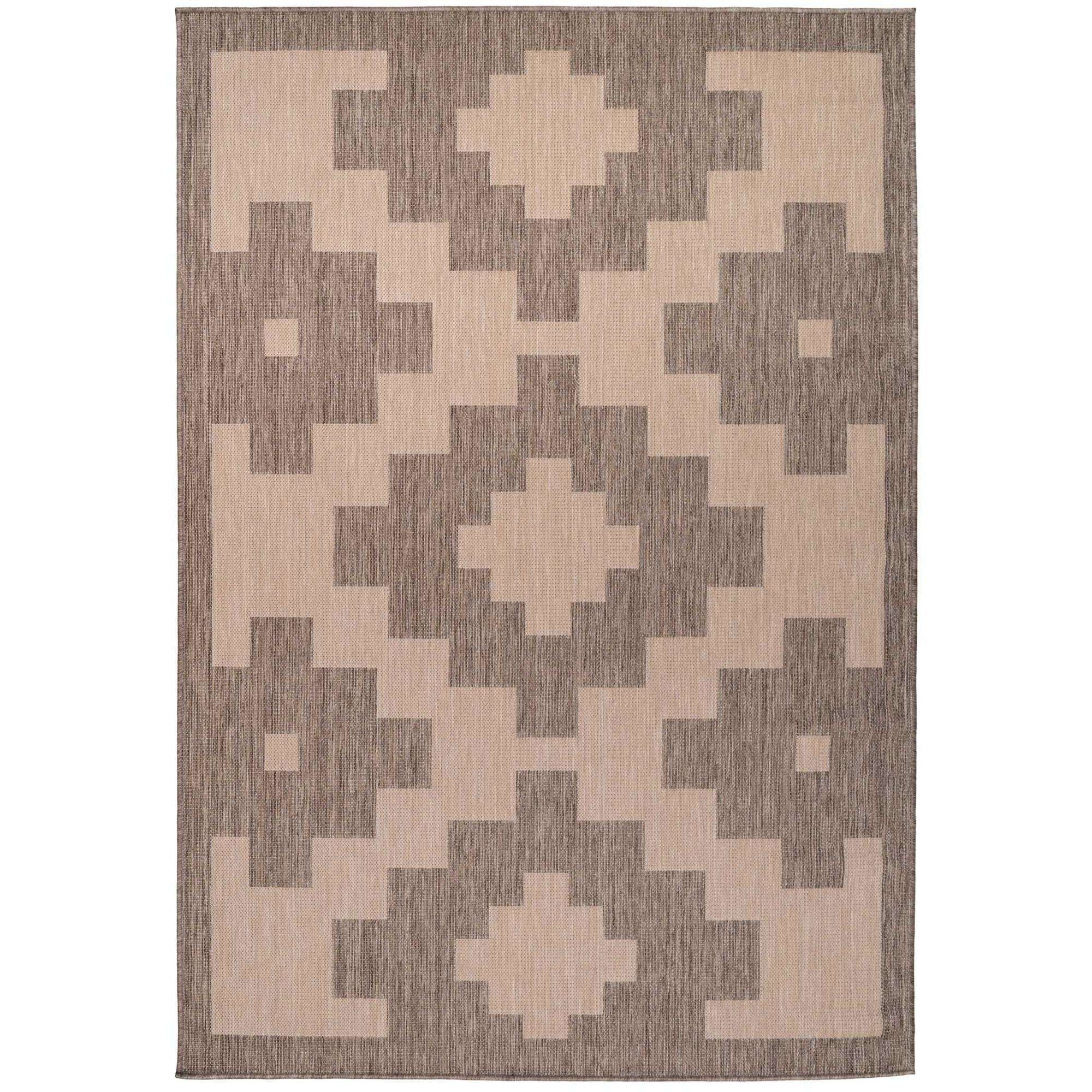 Light Beige Geometric Indoor Outdoor Rug Living Room Rugs Kukoon