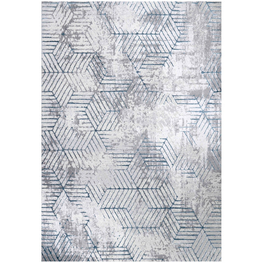 Modern Blue Abstract Geometric Living Room Rugs