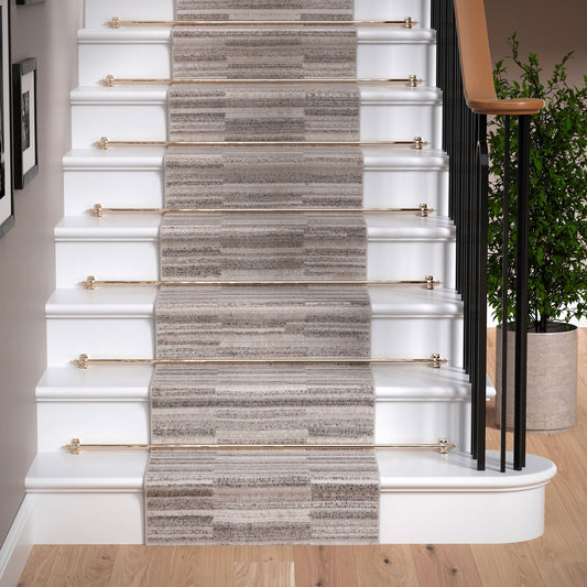 Neutral Beige Linear Stair Carpet