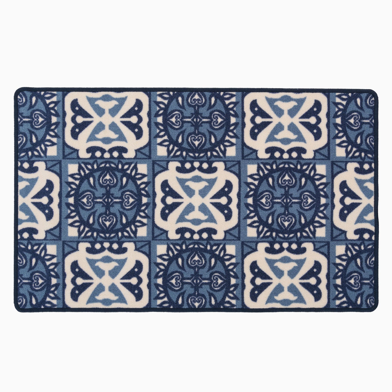 Non Slip Blue Mosaic Mat Kitchen Rugs Kukoon Rugs Online