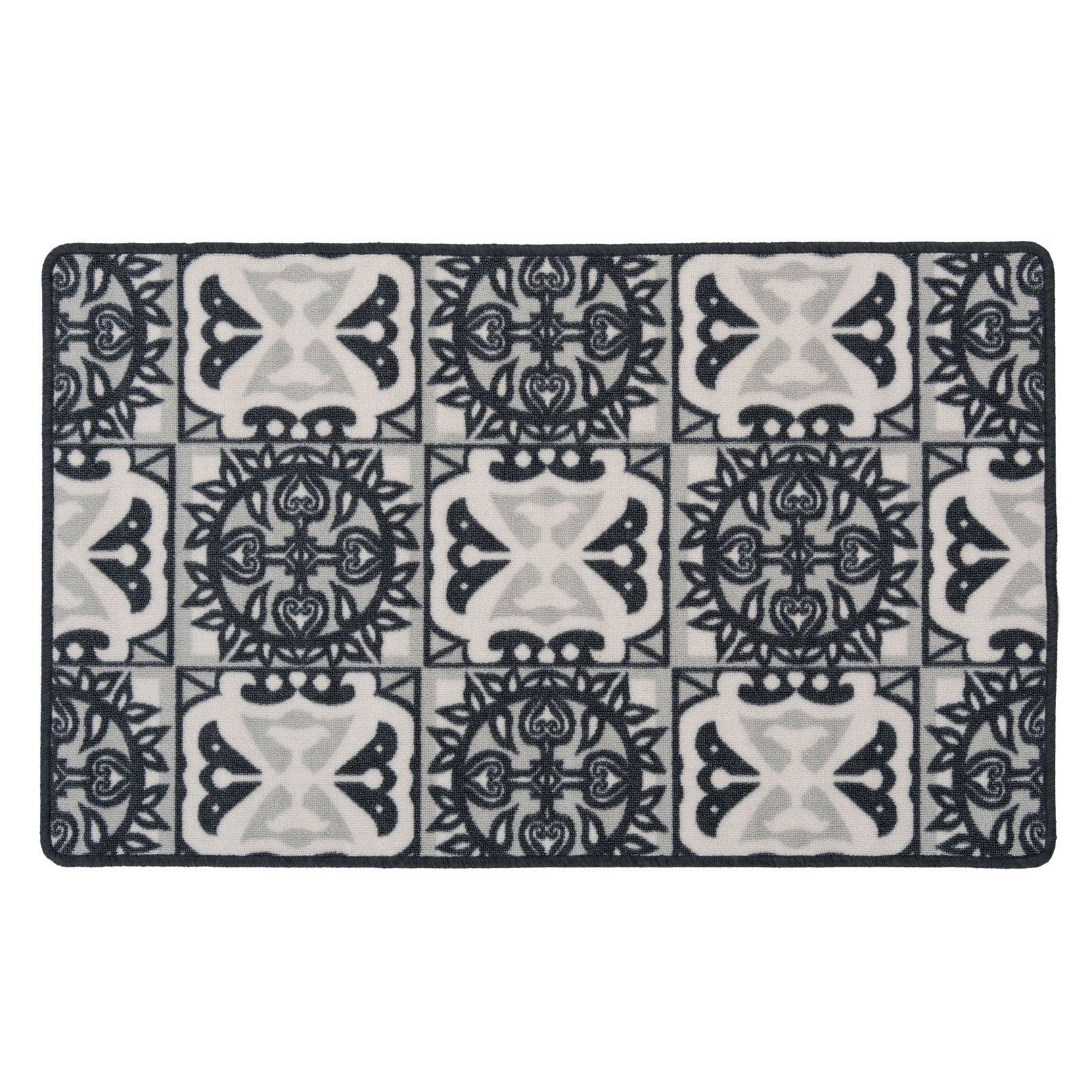 Non Slip Grey Mosaic Mat Kitchen Rugs Kukoon Rugs Online