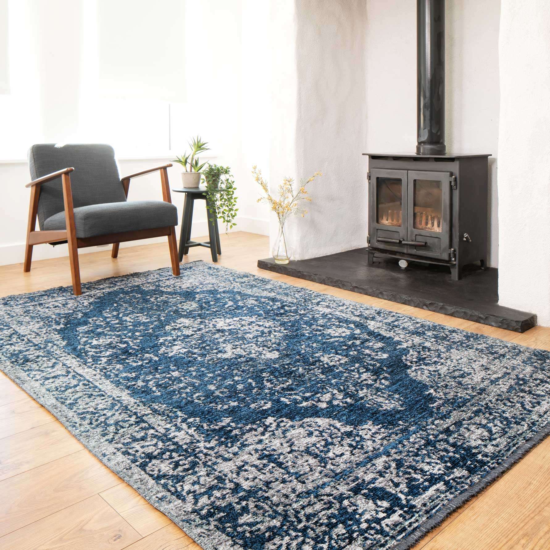 Reversible Distressed Oriental Navy Rug Mansion Living Room Rugs