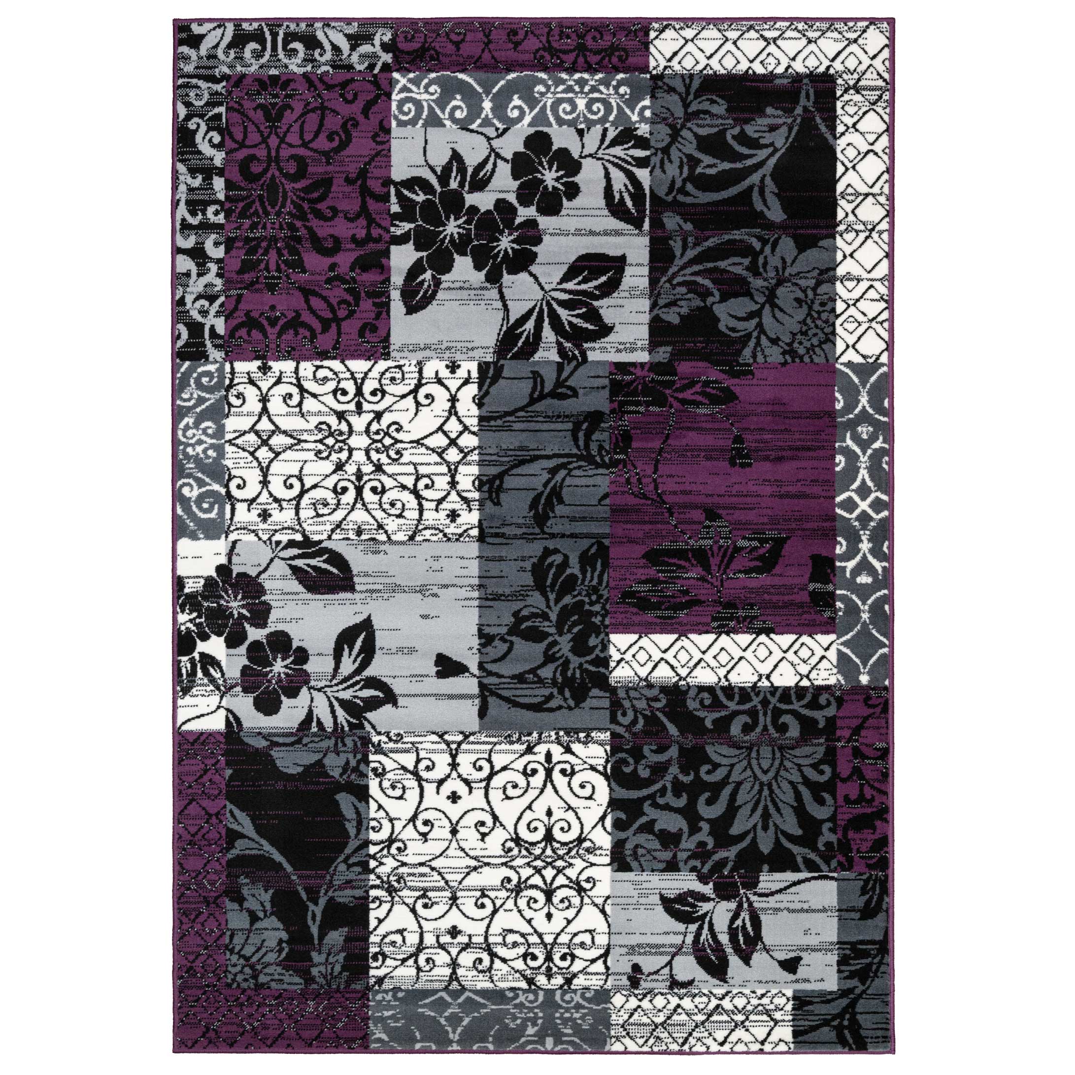 Purple Grey Modern Patchwork Bedroom Rugs Living Room Rugs Kukoon