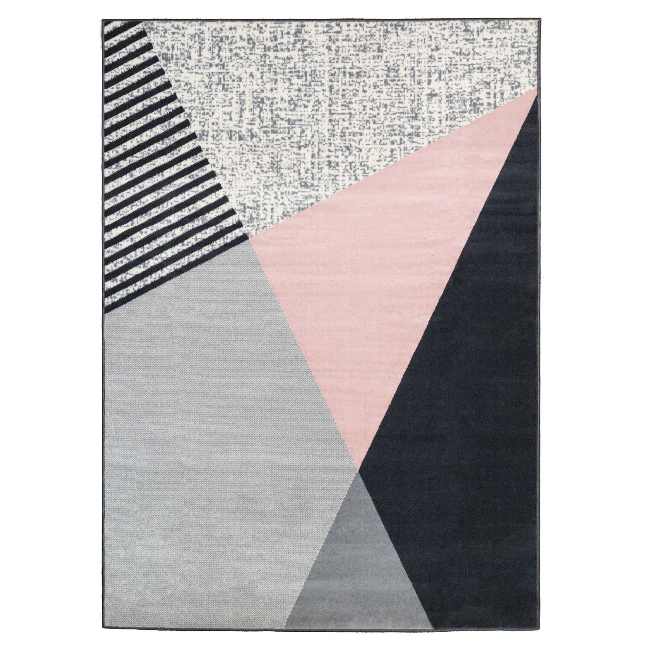 Pink Grey Modern Geometric Bedroom Rug Living Room Rugs Kukoon Rugs