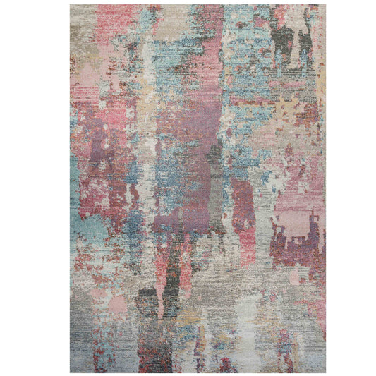 Soft Abstract Distressed Pink Living Room Rug