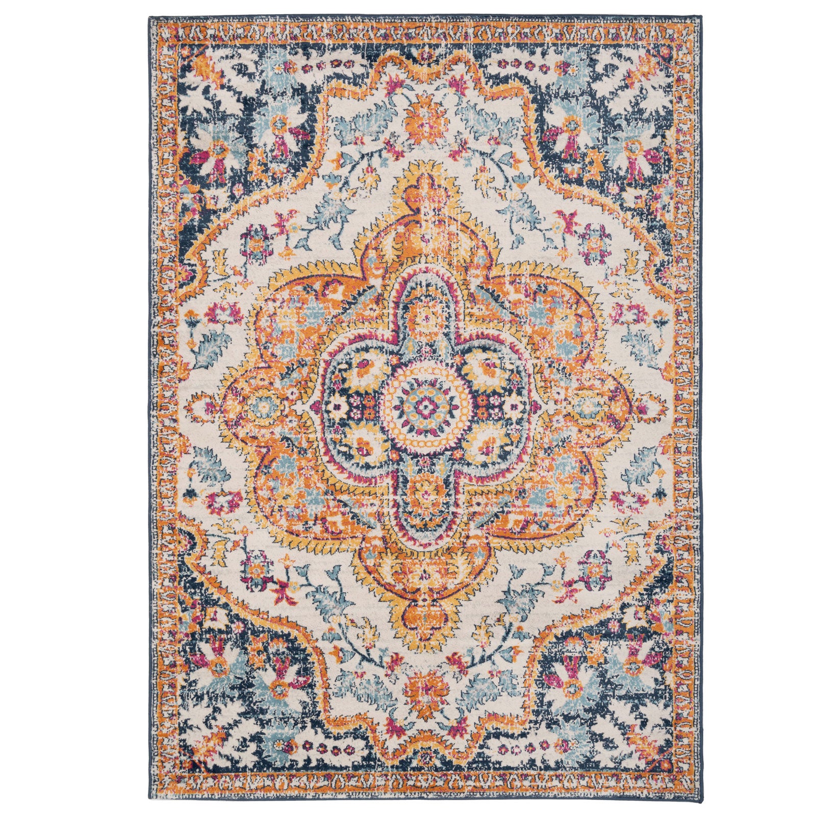 Multicolour Medallion Area Rug Living Room Rugs Kukoon Rugs Online