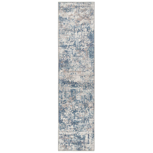 Washable Distressed Blue Runner Rug