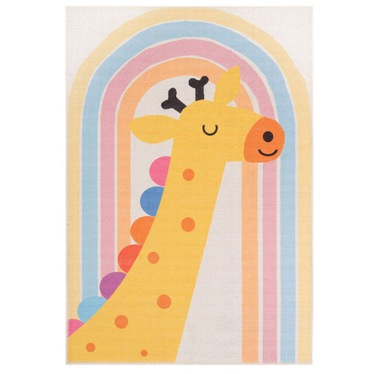 Washable Colourful Giraffe Kids Rug - Geraldine