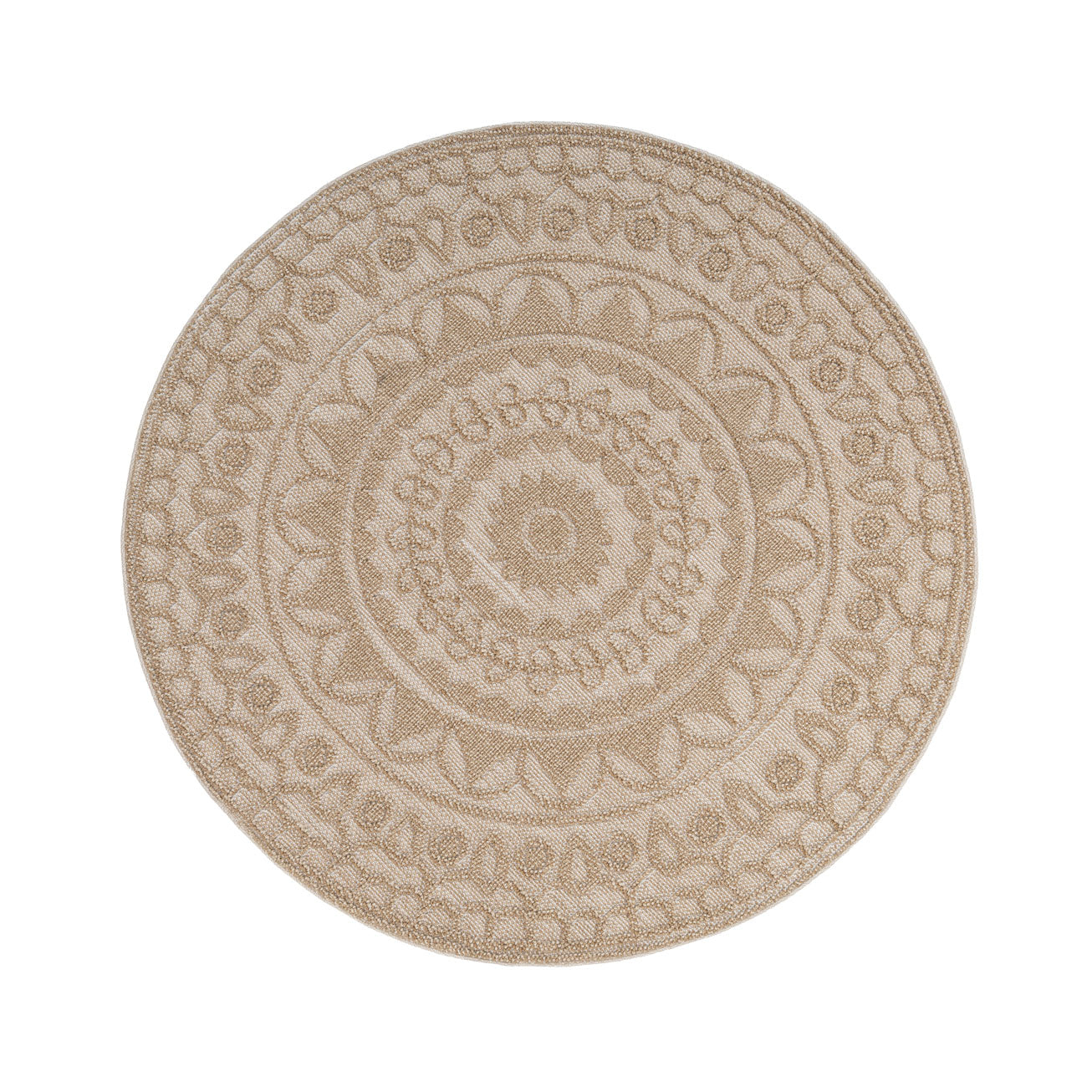 Damask Beige Circle Rug Circle Kukoon Rugs Online