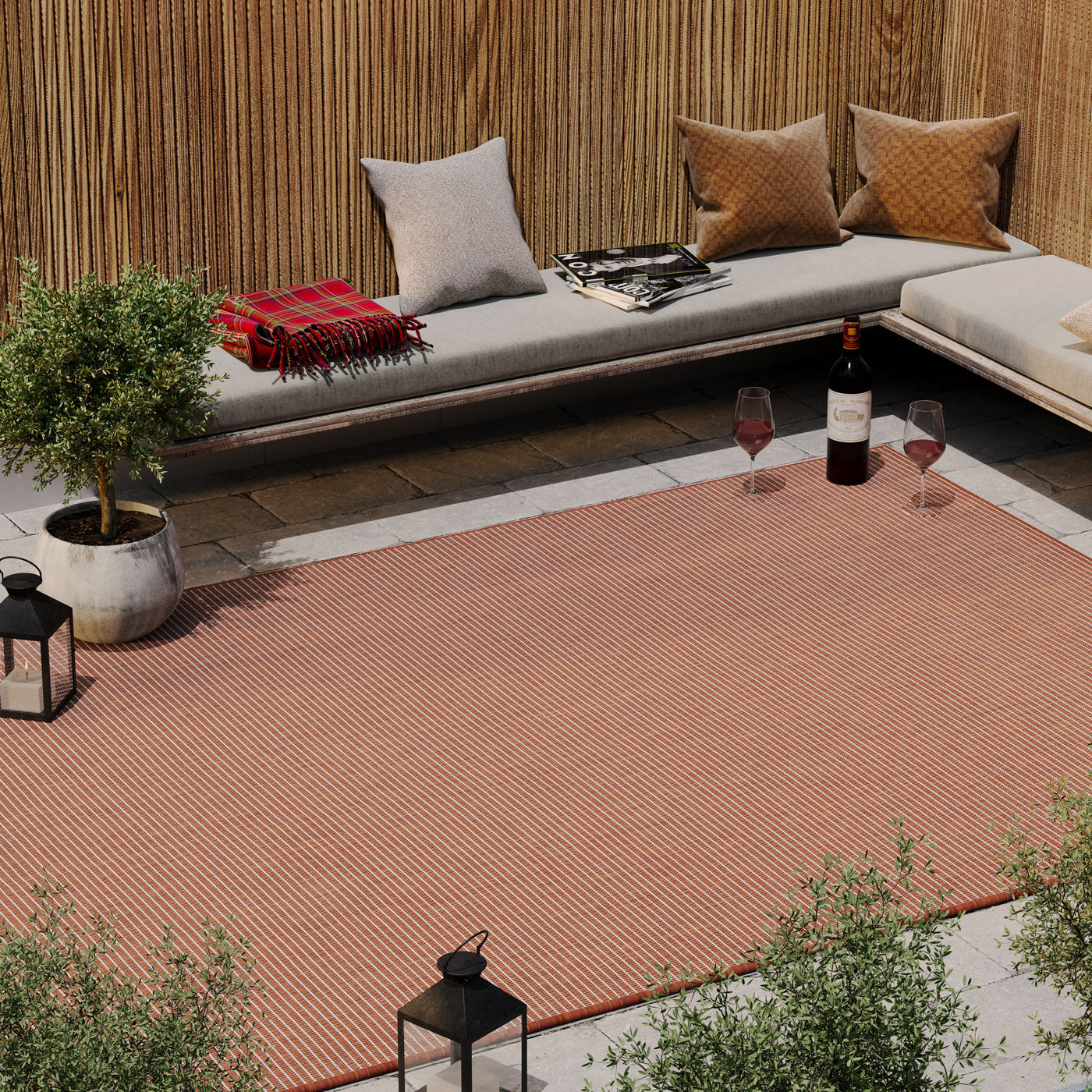 Terracotta Mottled Outdoor Rug Outdoor Rugs Kukoon Rugs Online