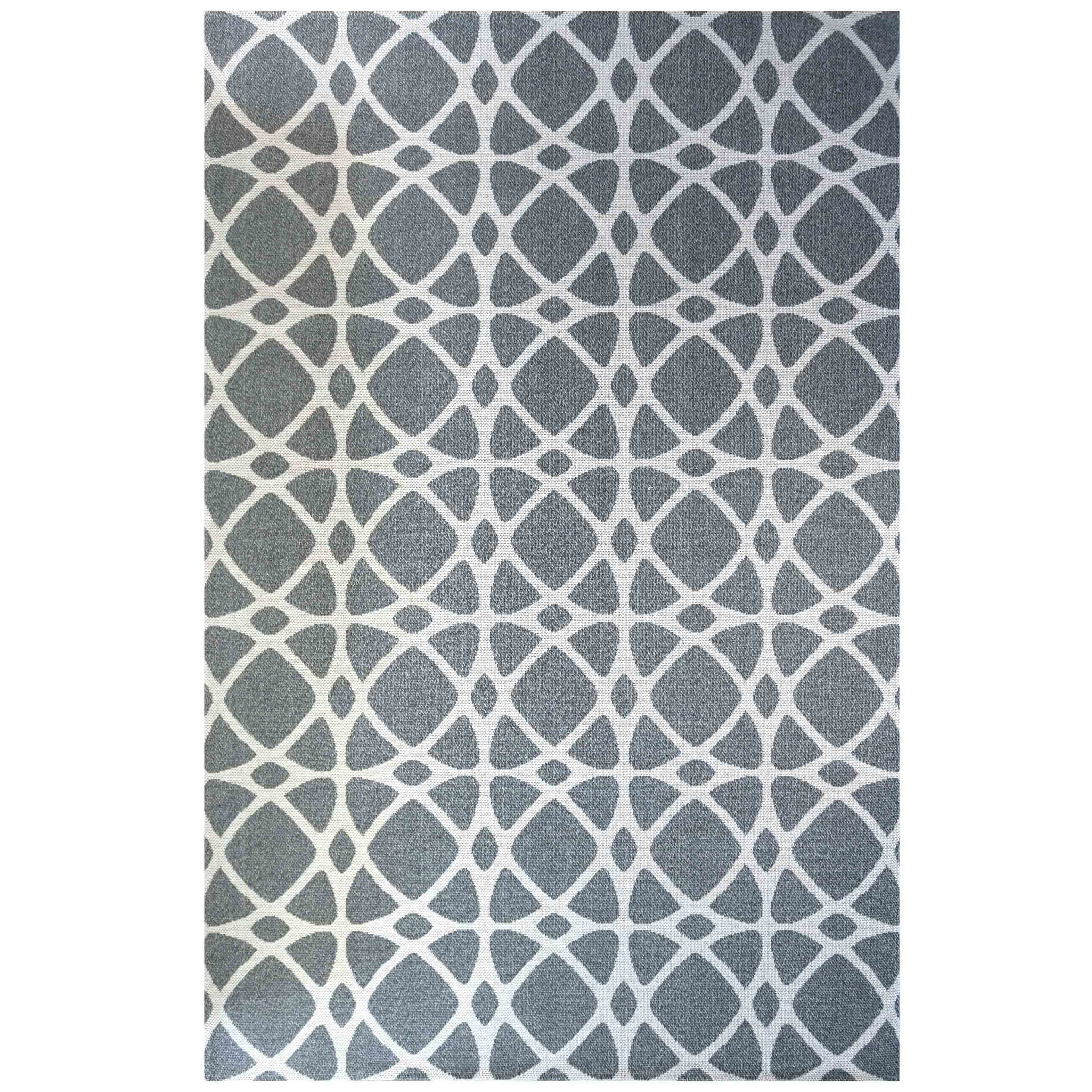 Art Deco Grey Woven Sustainable Recycled Cotton Rug Living Room Rugs