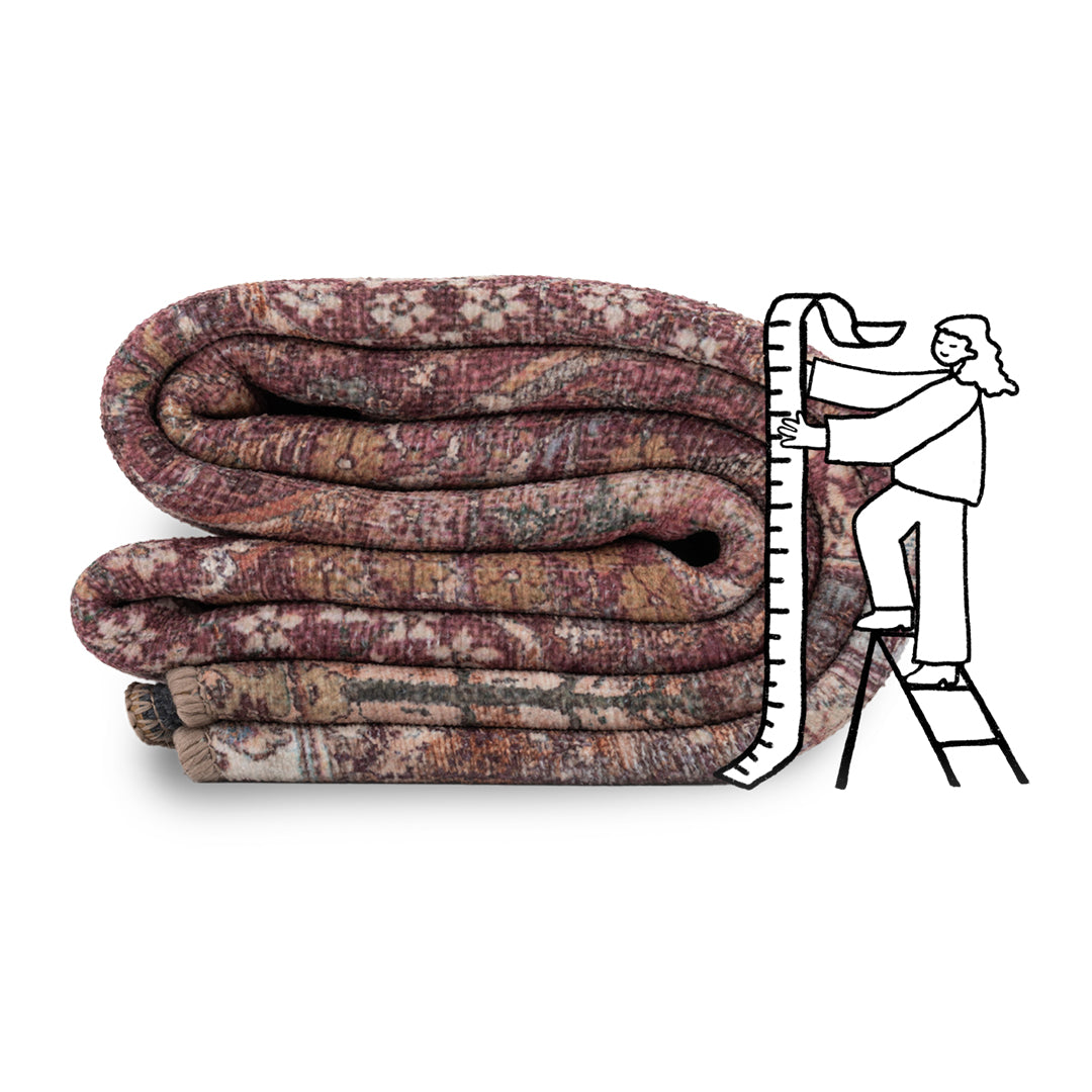 Soft Washable Red Plum Vintage Rug - Violet