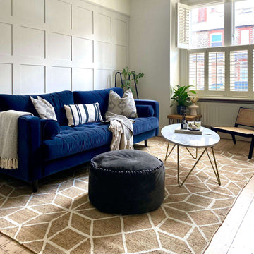 Beige Geometric Natural Jute Area Rug