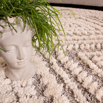 Grey Scandi Trellis Runner Rug