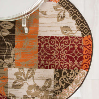 Round Circle Patchwork Terracotta Rug