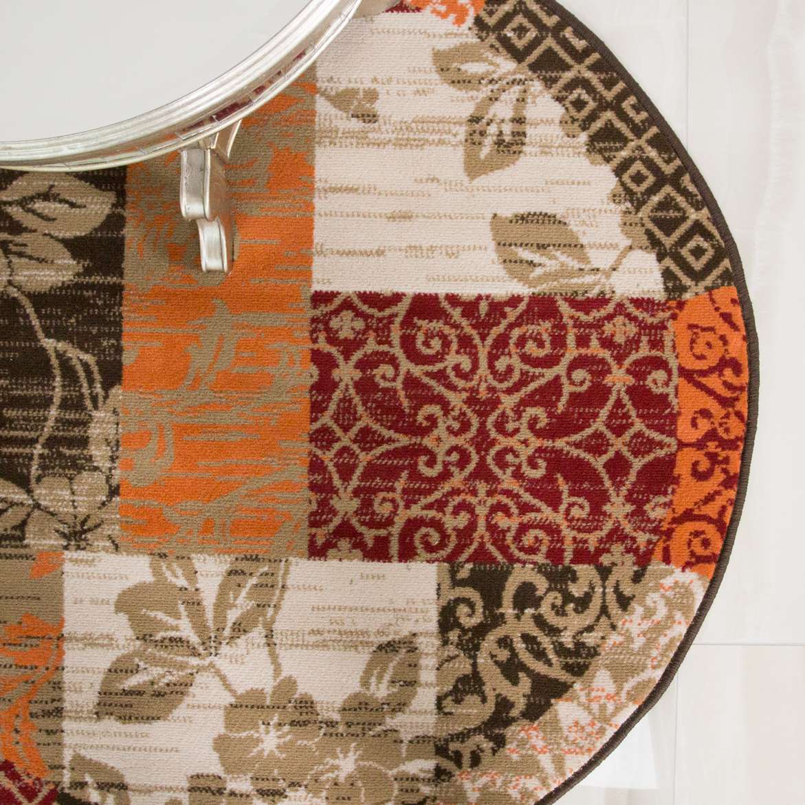 Circle Rug Visual Round Circle Patchwork Terracotta Rug | Living Room Rugs | Kukoon Rugs ...