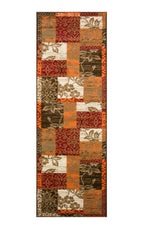 Terracotta Red Warm Patchwork Runner Rug
