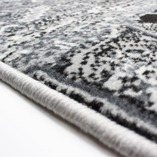 Black Grey Traditional Patchwork Runner Rug
