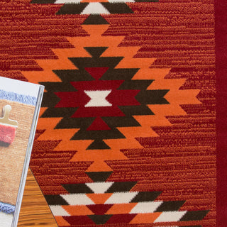 Red Aztec Tribal Medallion Runner Rug