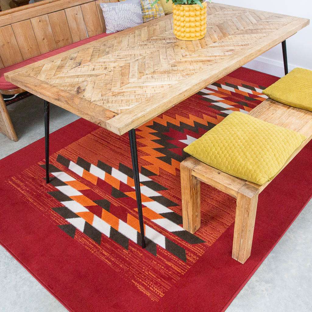 Red Aztec Tribal Medallion Bedroom Rug | Living Room Rugs | Kukoon Rugs ...