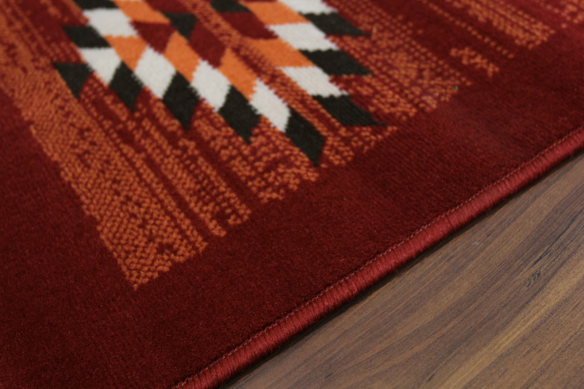 Red Aztec Tribal Medallion Runner Rug