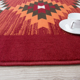 Red Aztec Tribal Medallion Runner Rug