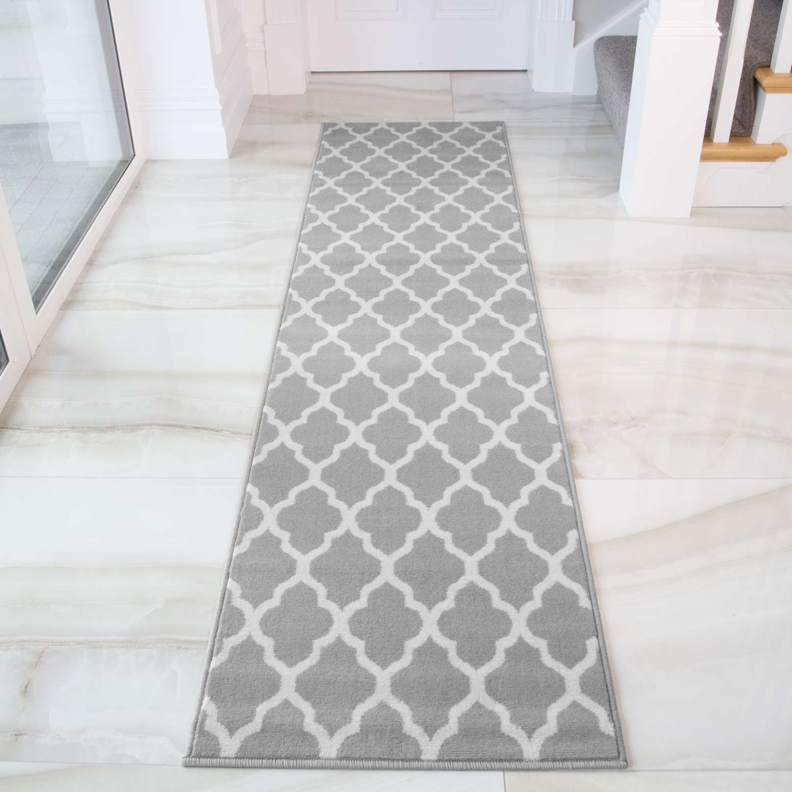 Round Circle Trellis Grey Rug