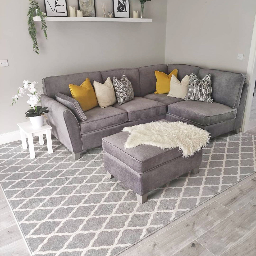 Extra Large Grey Trellis Rug - Milan | Living Room Rugs | Kukoon Rugs ...