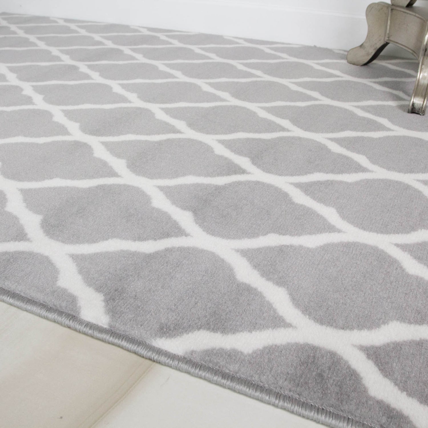 Extra Large Grey Trellis Rug - Milan | Living Room Rugs | Kukoon Rugs ...