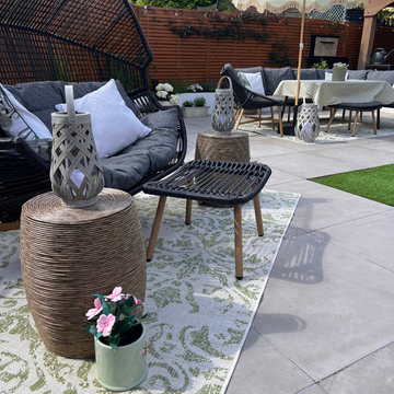 Green Floral Motif Outdoor Rug - Lanark