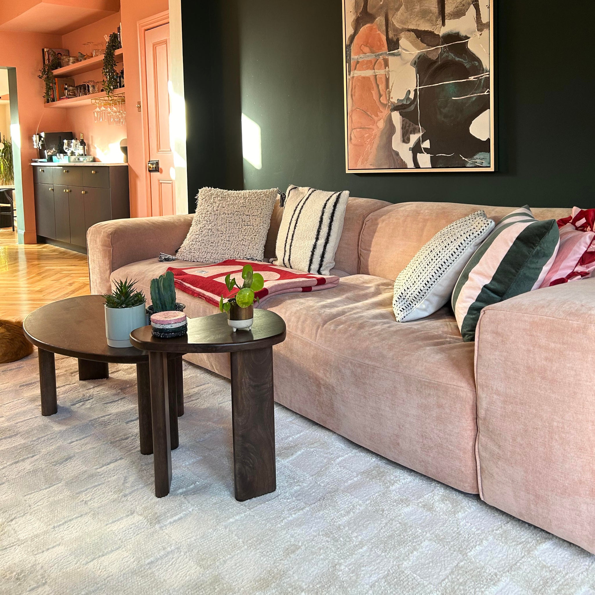 Soft Natural Cream Retro Checkerboard Rug - Liv