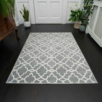 Modern Grey Trellis Living Room Rugs
